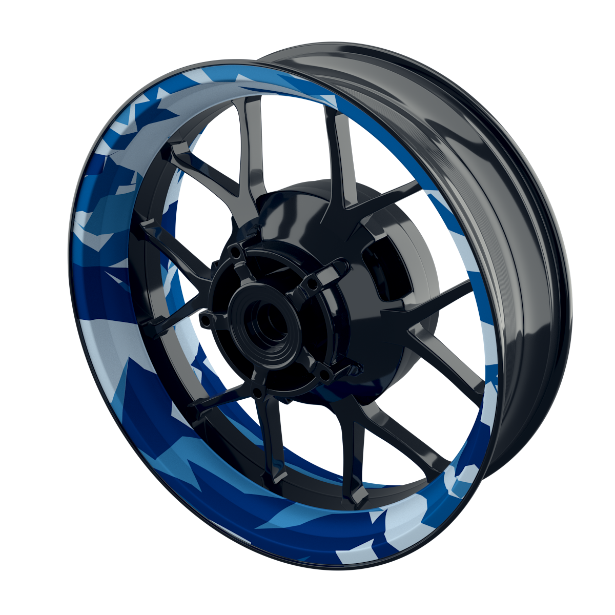 Felgenaufkleber Camouflage Blue eckig clean Premium keine