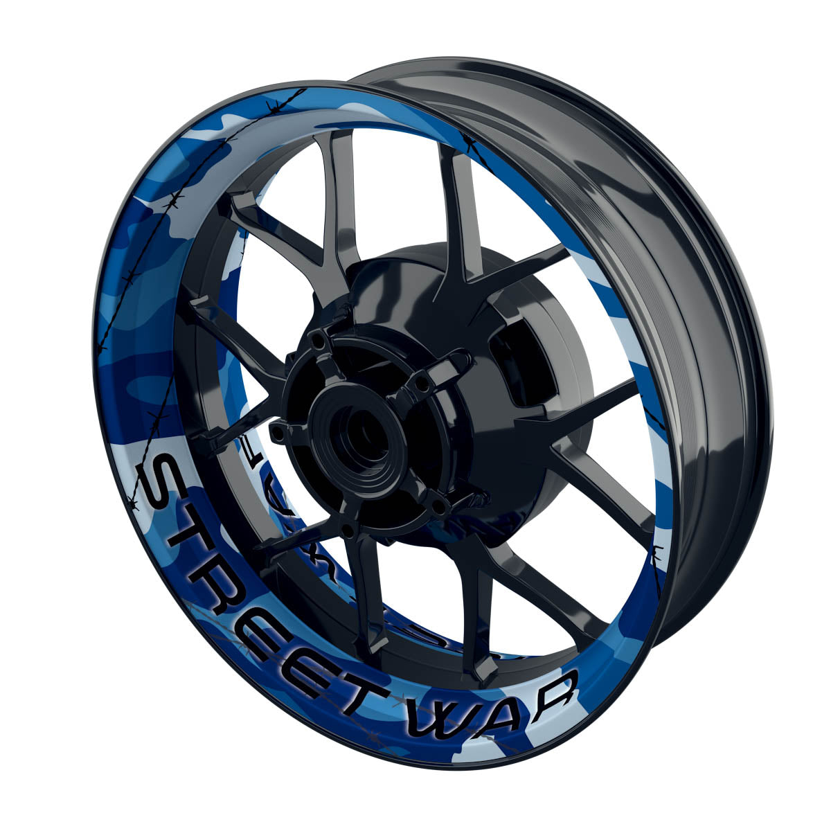 Felgenaufkleber Camouflage Blue rund Streetwar Premium keine