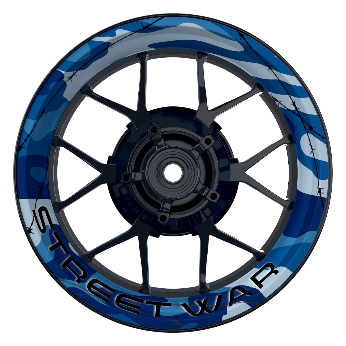 Felgenaufkleber Camouflage Blue rund Streetwar Premium keine