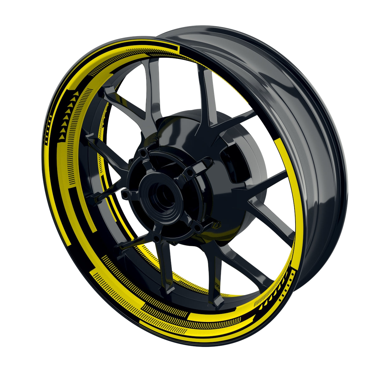 Felgenaufkleber Cybertech schwarz Wheelsticker Premium geteilt gelb