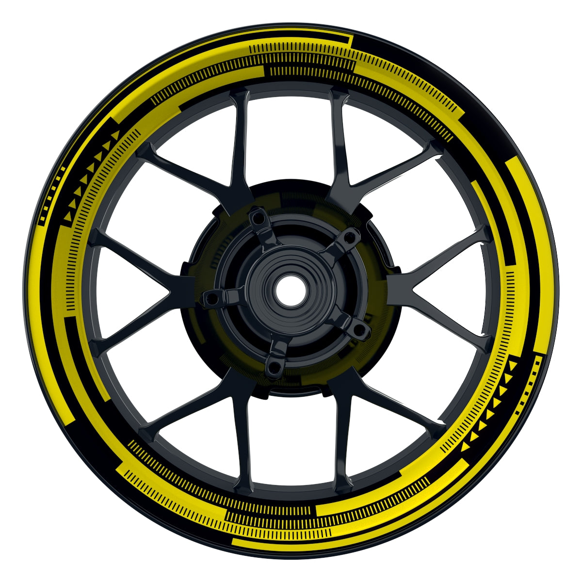 Felgenaufkleber Cybertech schwarz Wheelsticker Premium geteilt gelb