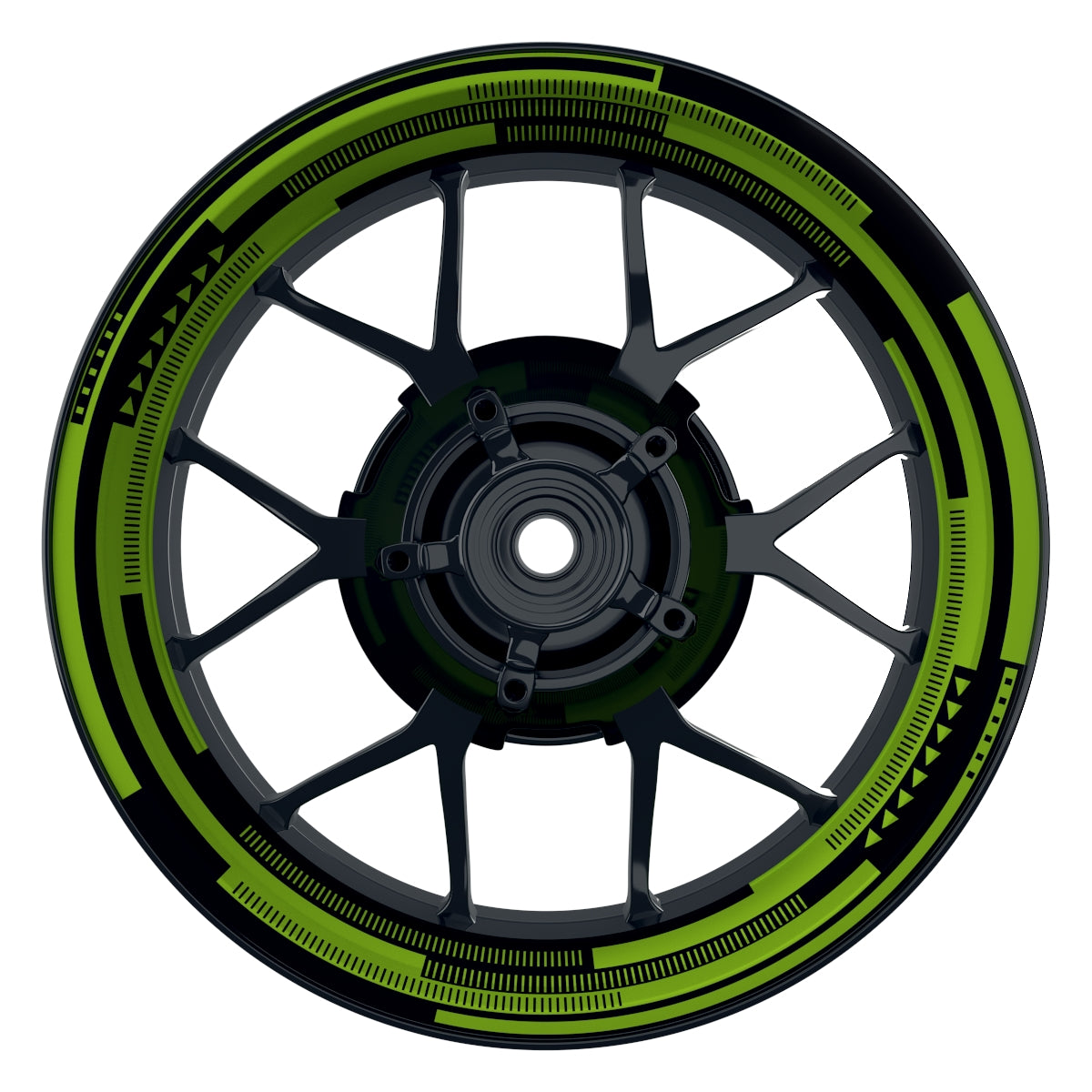 Felgenaufkleber Cybertech schwarz Wheelsticker Premium geteilt grün