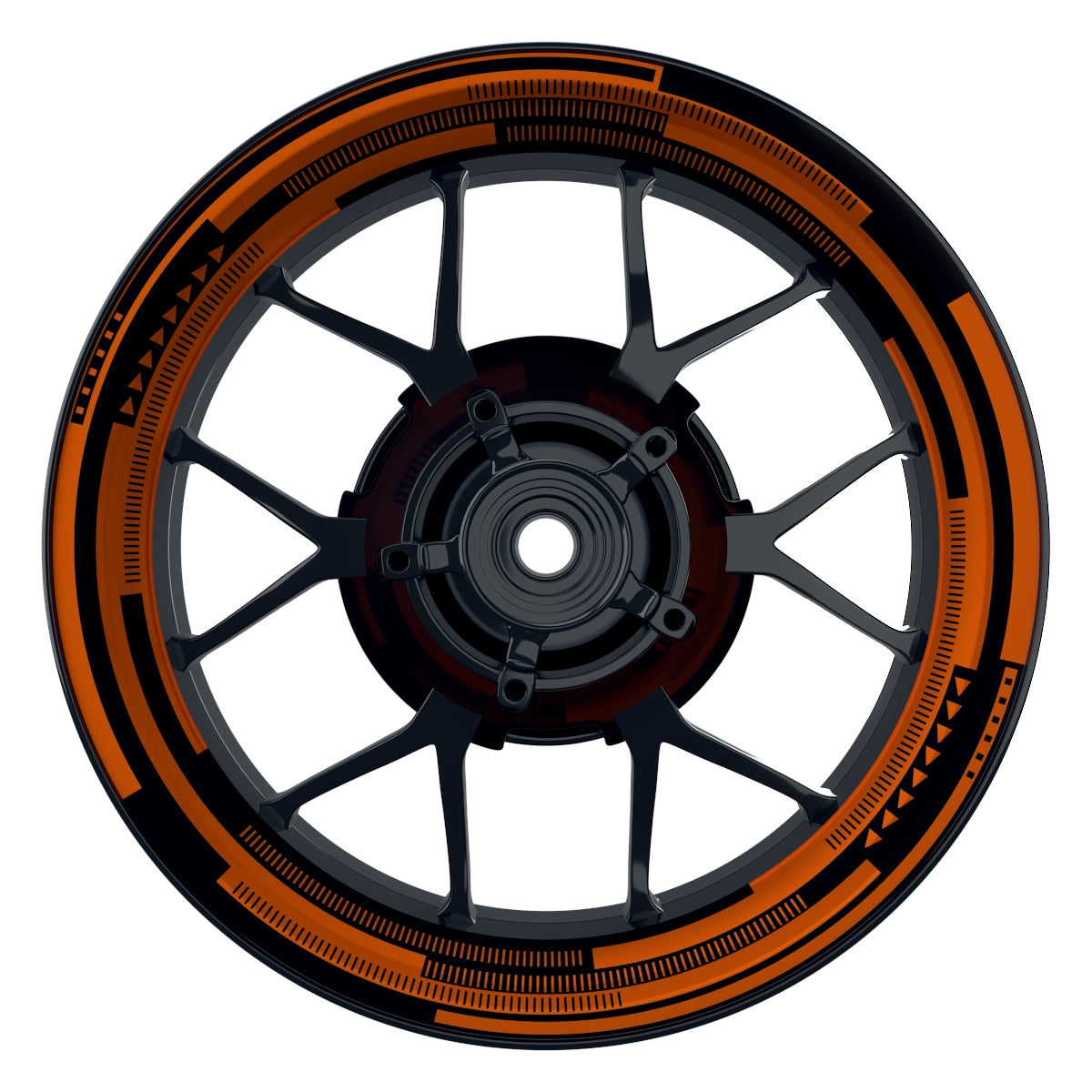 Felgenaufkleber Cybertech schwarz Wheelsticker Premium geteilt orange