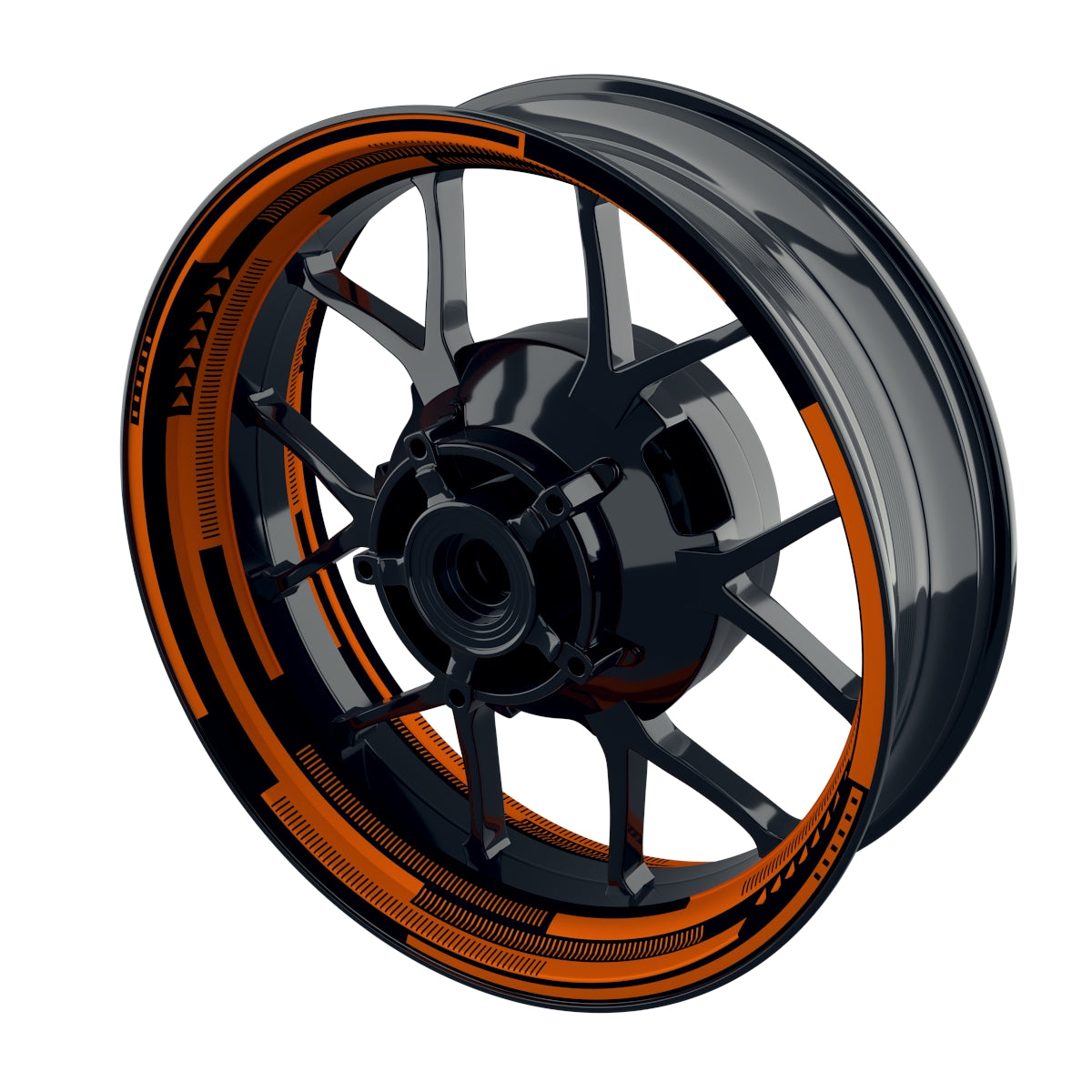 Individuelle Felgenaufkleber "Cybertech" schwarz Premium Wheelsticker orange