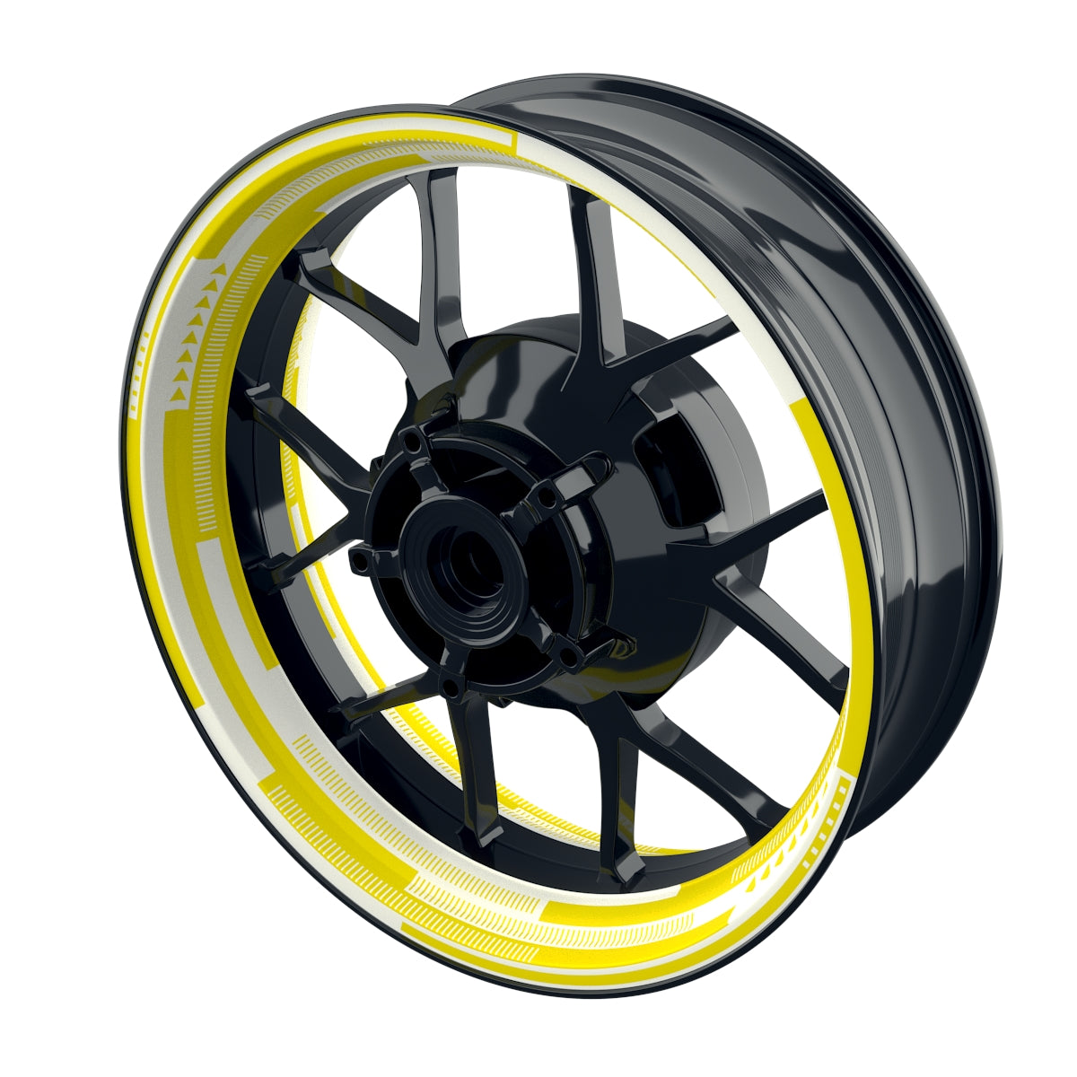 Felgenaufkleber Cybertech weiss Wheelsticker Premium geteilt gelb