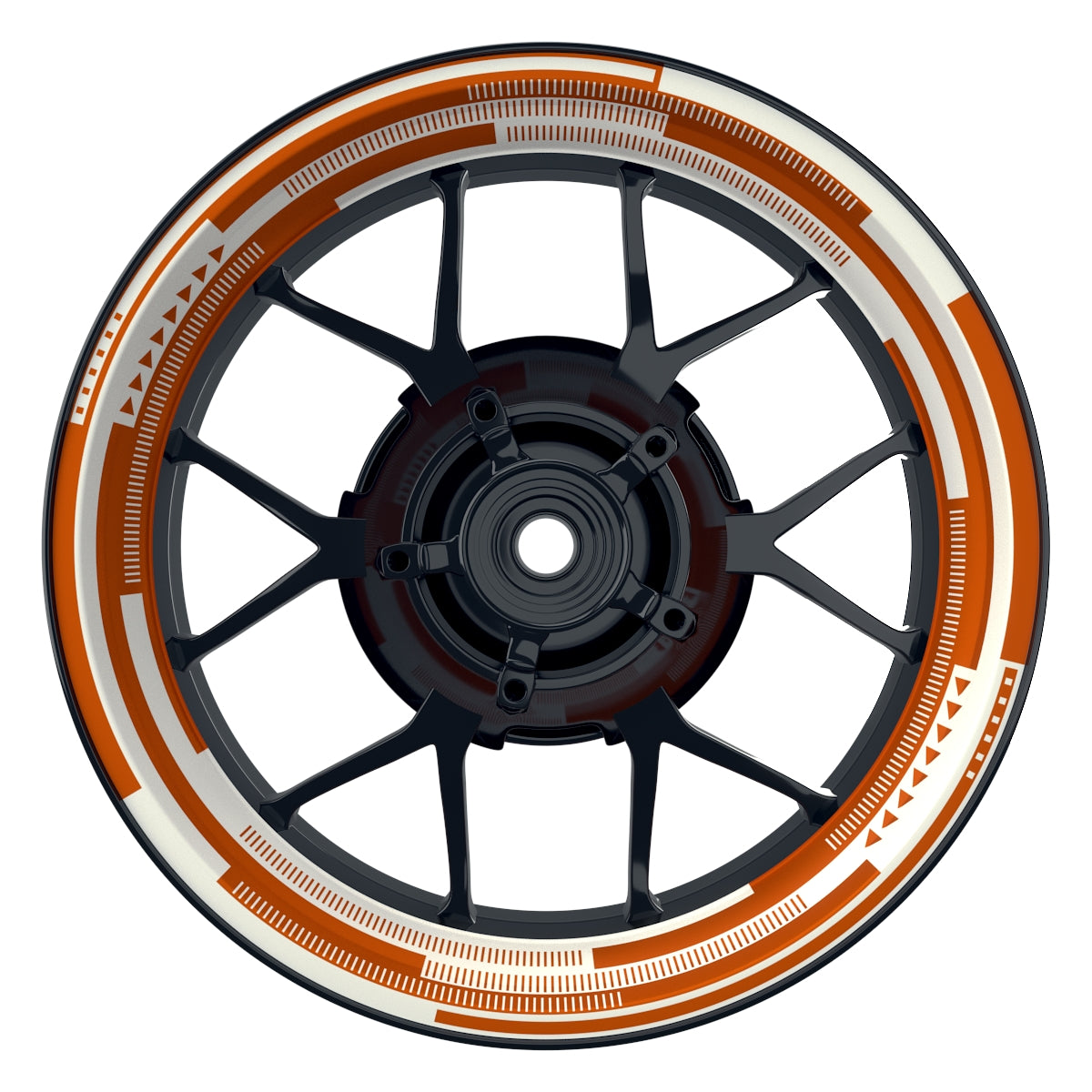 Felgenaufkleber Cybertech weiss Wheelsticker Premium geteilt orange