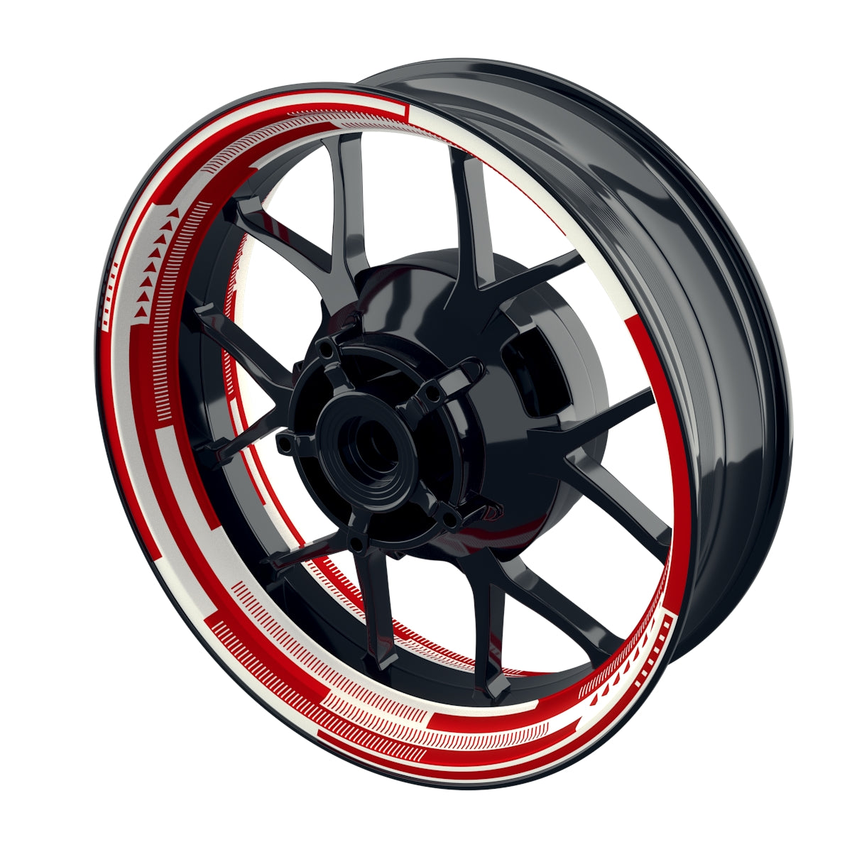 Felgenaufkleber Cybertech weiss Wheelsticker Premium geteilt rot
