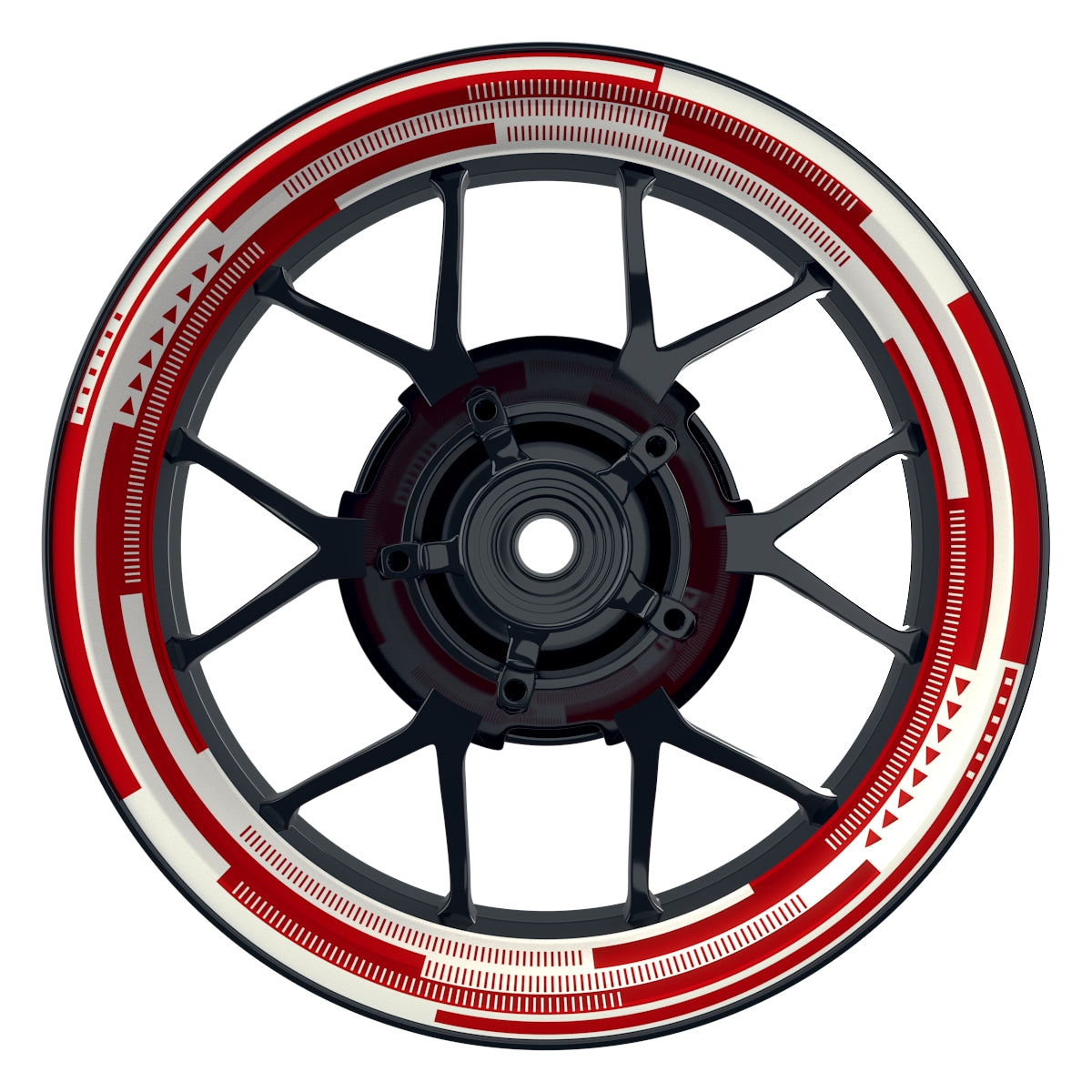 Felgenaufkleber Cybertech weiss Wheelsticker Premium geteilt rot