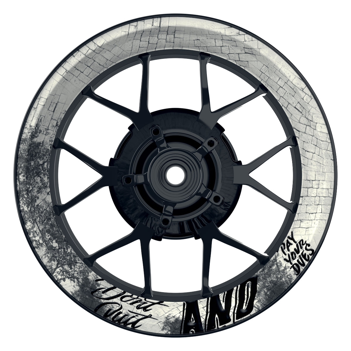 Felgenaufkleber Dontquit Premium geteilt weiss