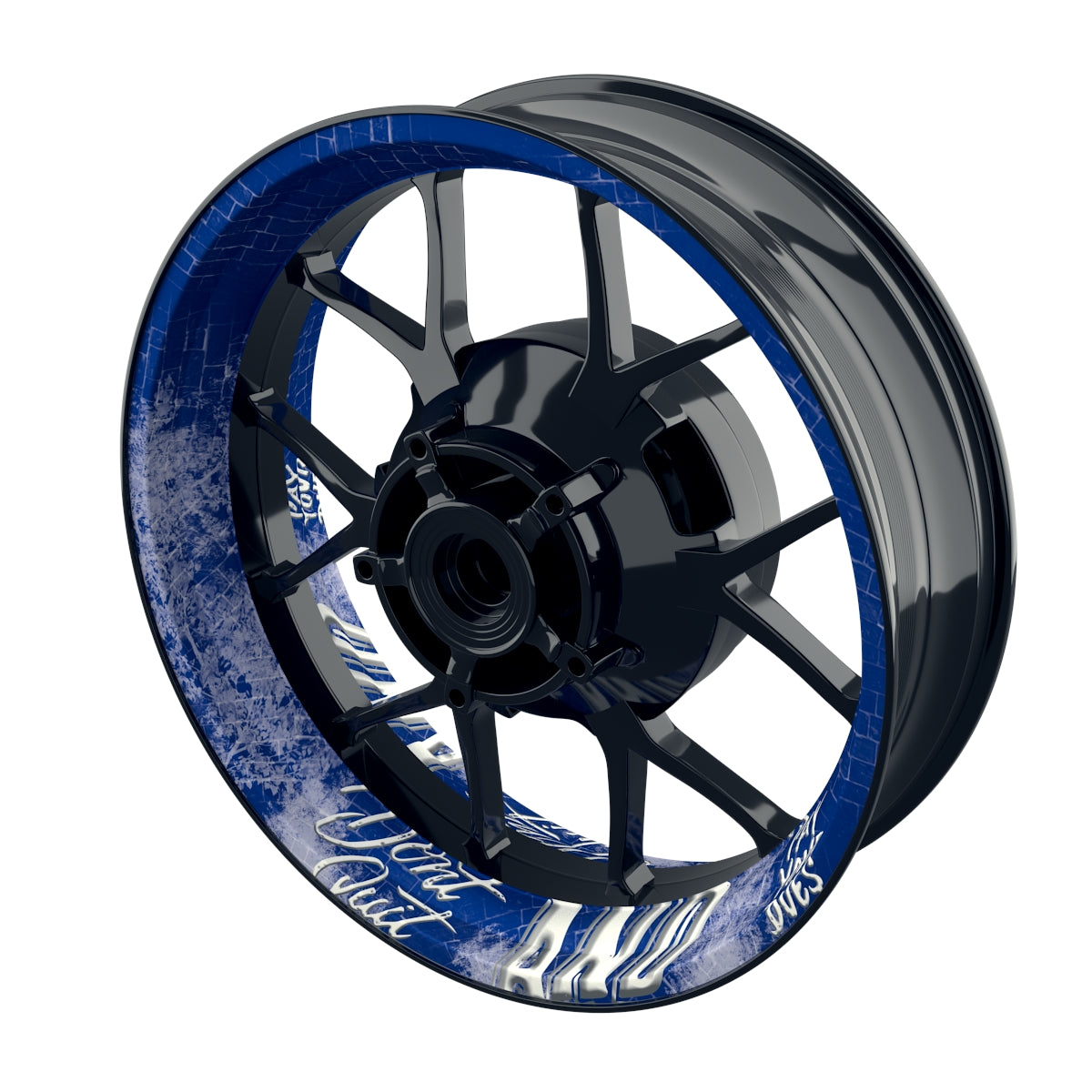 Felgenaufkleber Dontquit weiss Wheelsticker Premium geteilt blau