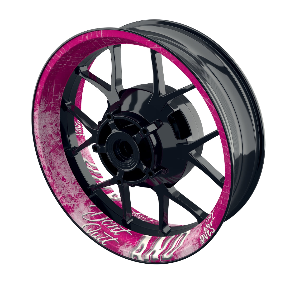 Felgenaufkleber Dontquit weiss Wheelsticker Premium geteilt pink