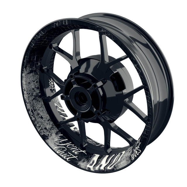Felgenrandaufkleber Motorrad Dont Quit für Motorrad schwarz
