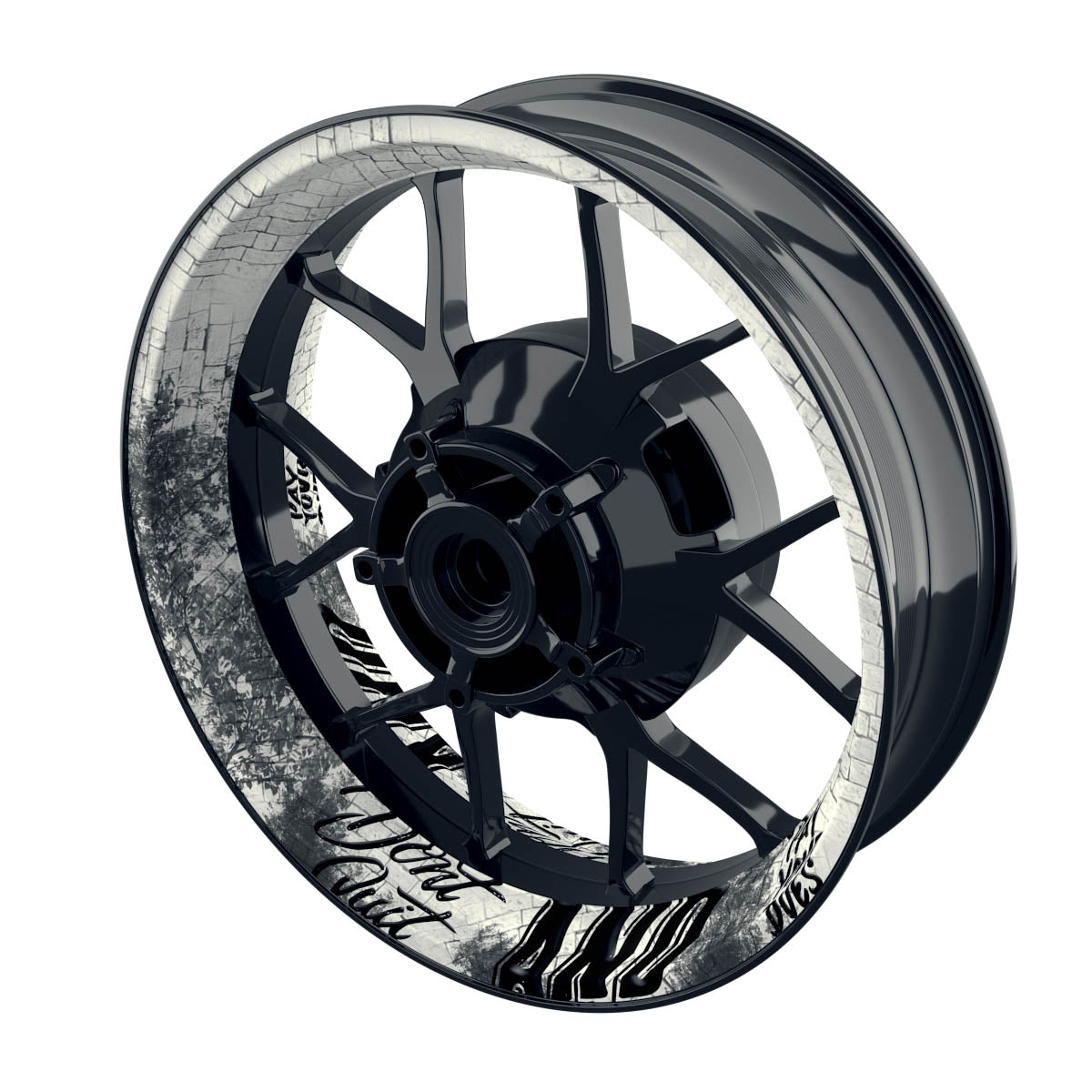 Felgenaufkleber Dontquit weiss Wheelsticker Premium geteilt gelb