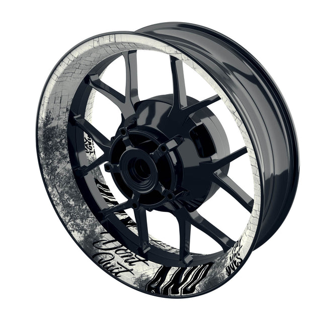 Felgenaufkleber Dontquit weiss Wheelsticker Premium geteilt rot