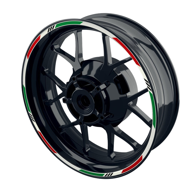 Felgenrandaufkleber Italia Tricolor weiss