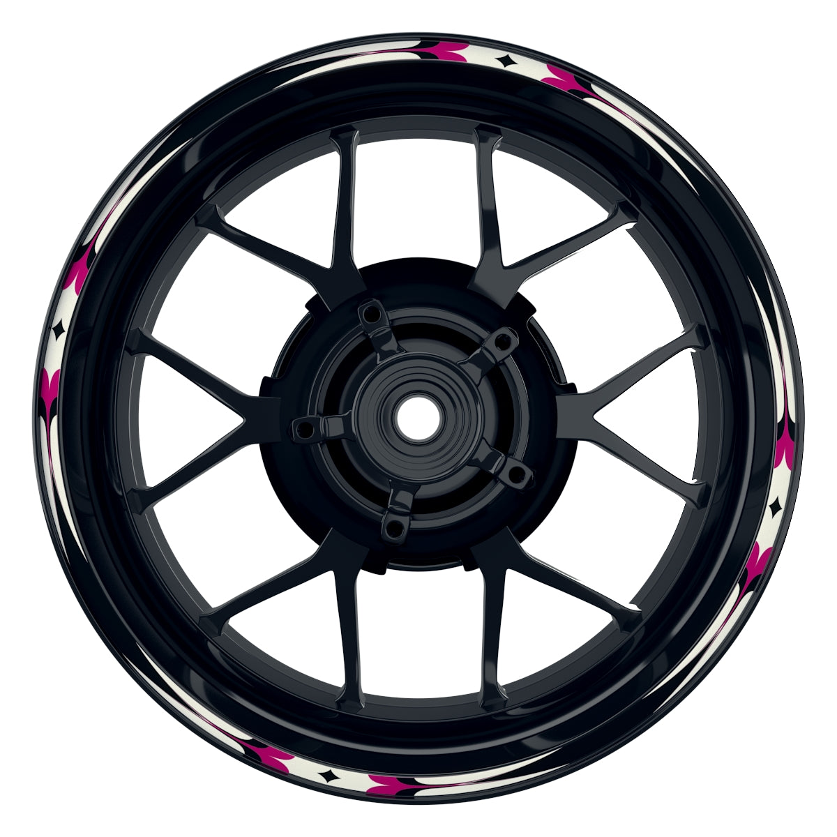 Felgenrandaufkleber Mirror schwarz pink Frontansicht