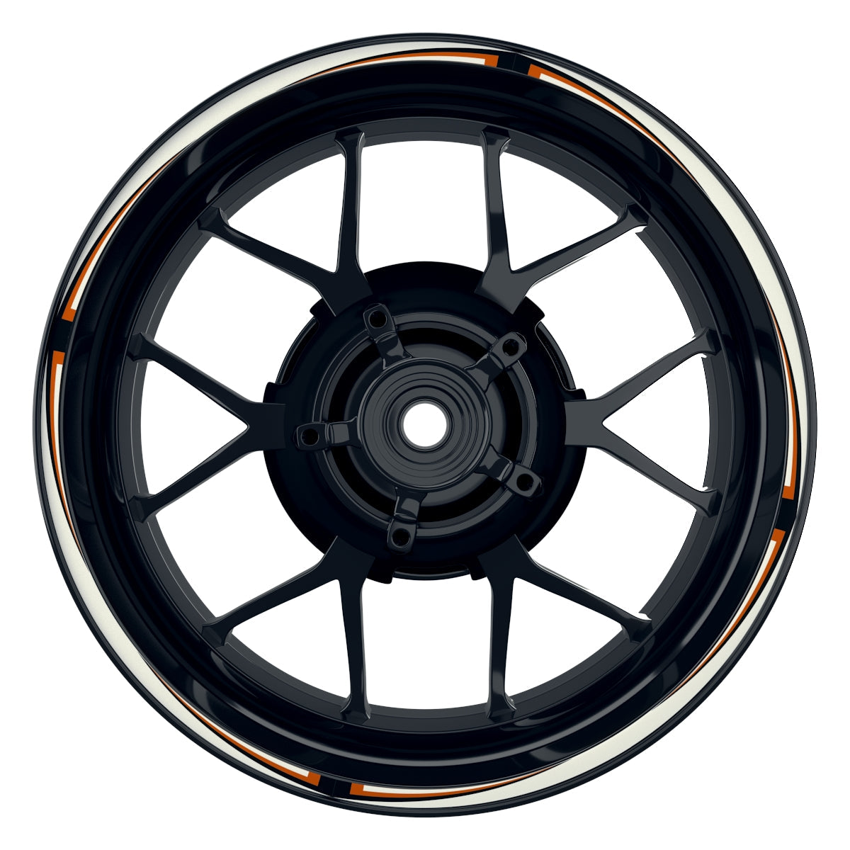 Felgenrandaufkleber Saber weiss orange Frontansicht