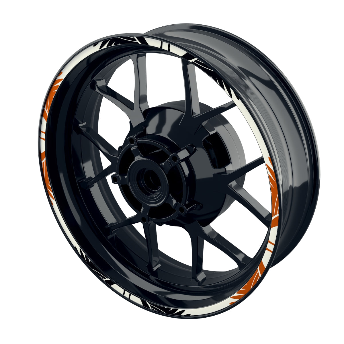 Felgenrandaufkleber Wings weiss orange
