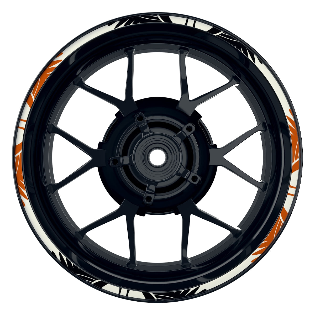 Felgenrandaufkleber Wings weiss orange Frontansicht