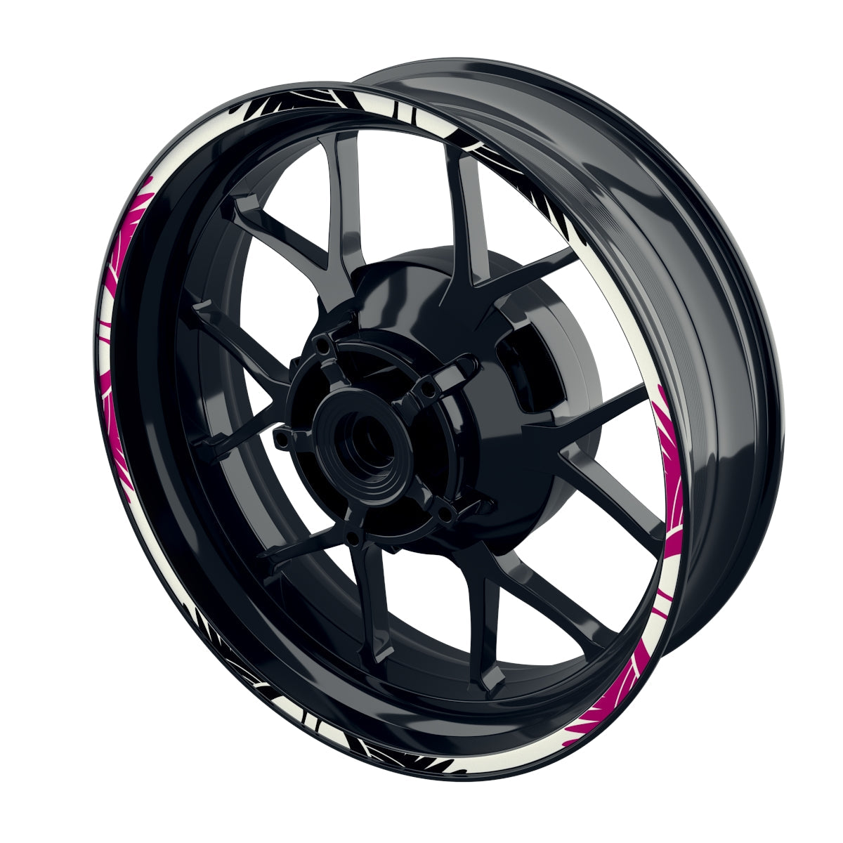 Felgenrandaufkleber Wings weiss pink