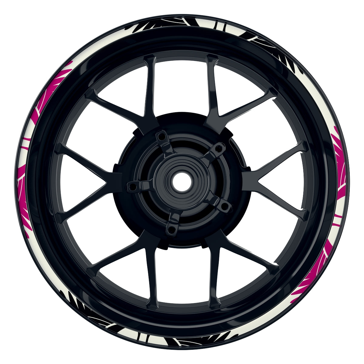 Felgenrandaufkleber Wings weiss pink Frontansicht