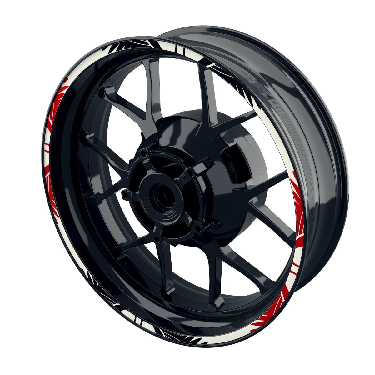 Felgenrandaufkleber Wings weiss rot