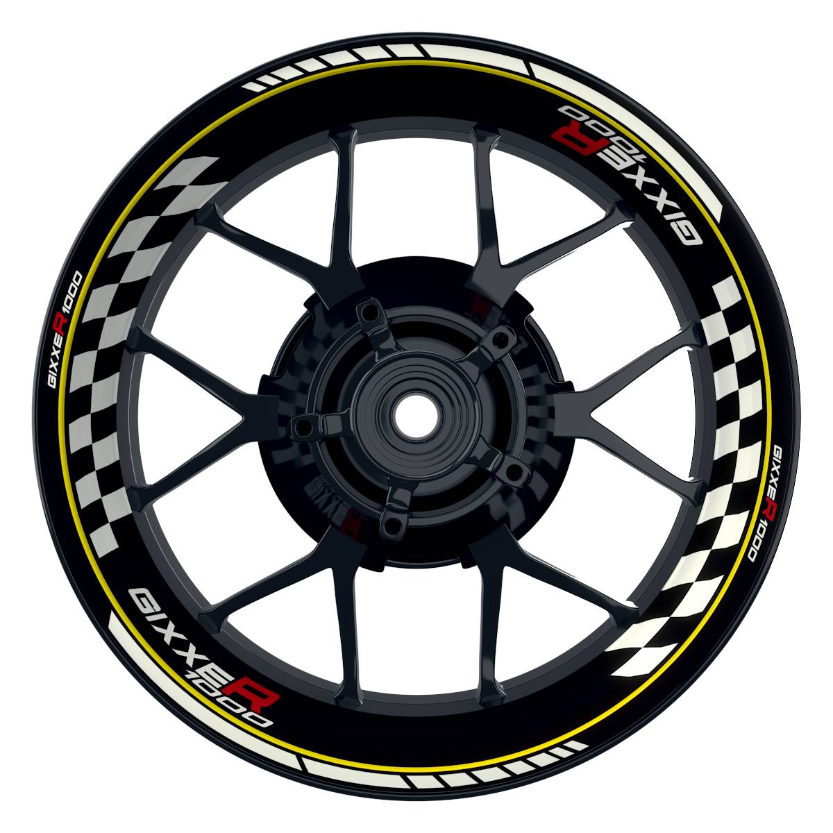 Suzuki GSXR 1000 Felgenaufkleber Gixxer 1000 Grid Wheelsticker Premium gelb