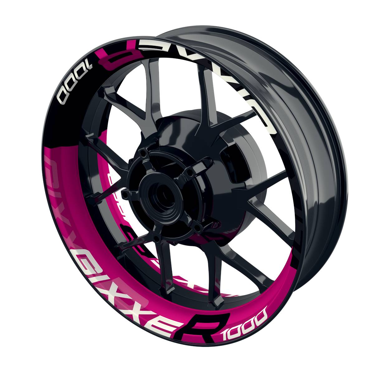 Suzuki GSXR 1000 Felgenaufkleber Gixxer 1000 halb halb V2 Wheelsticker Premium pink