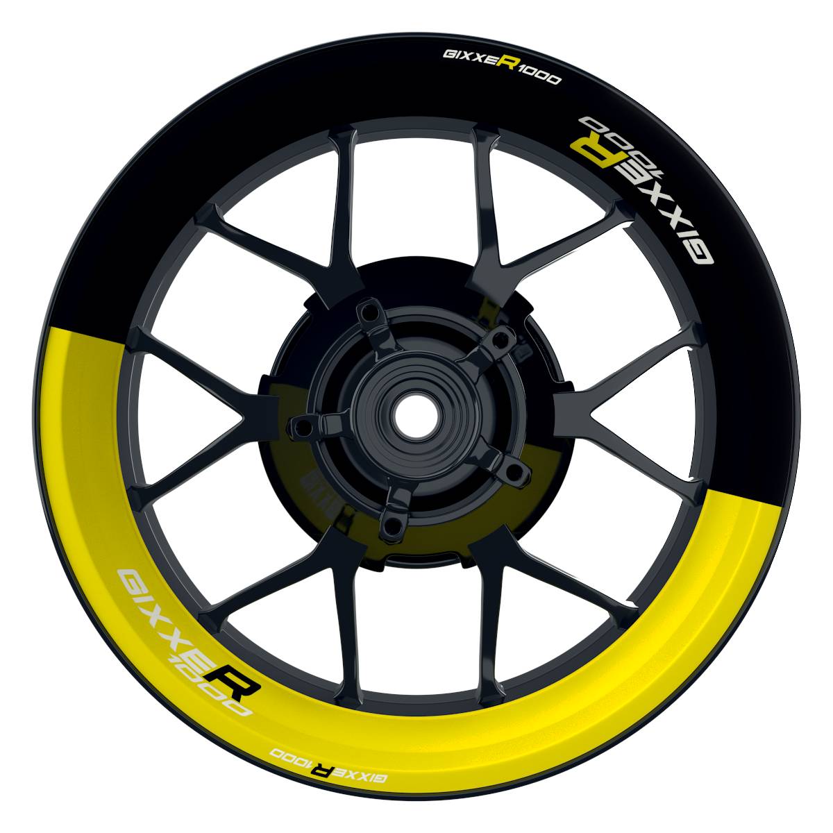 Suzuki GSXR 1000 Felgenaufkleber Gixxer 1000 halb halb Wheelsticker Premium gelb
