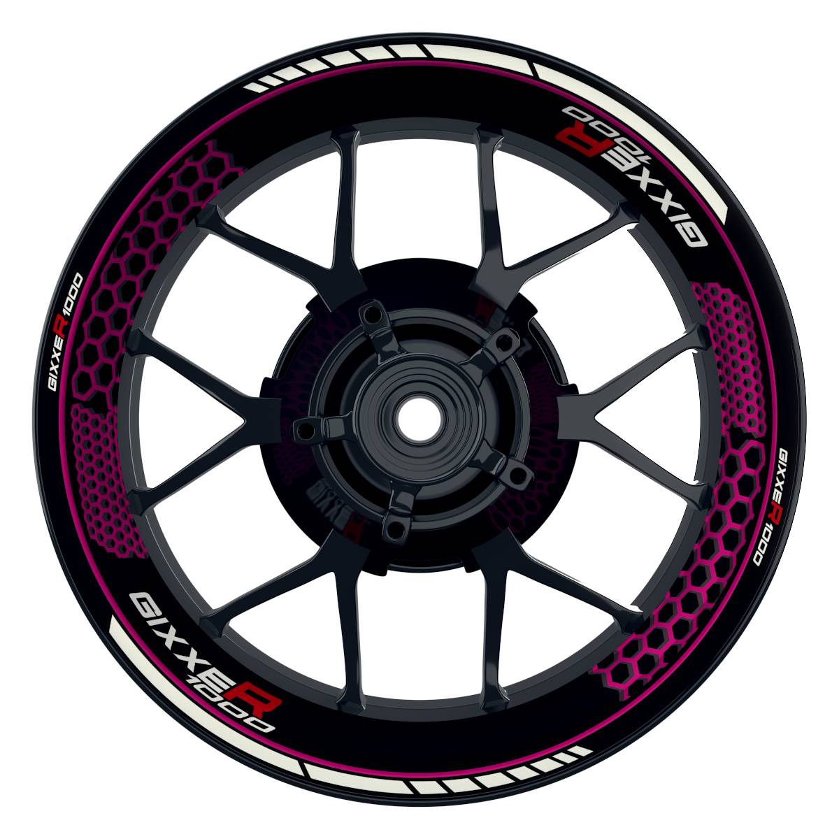 Suzuki GSXR 1000 Felgenaufkleber Gixxer 1000 Hexagon Wheelsticker Premium pink