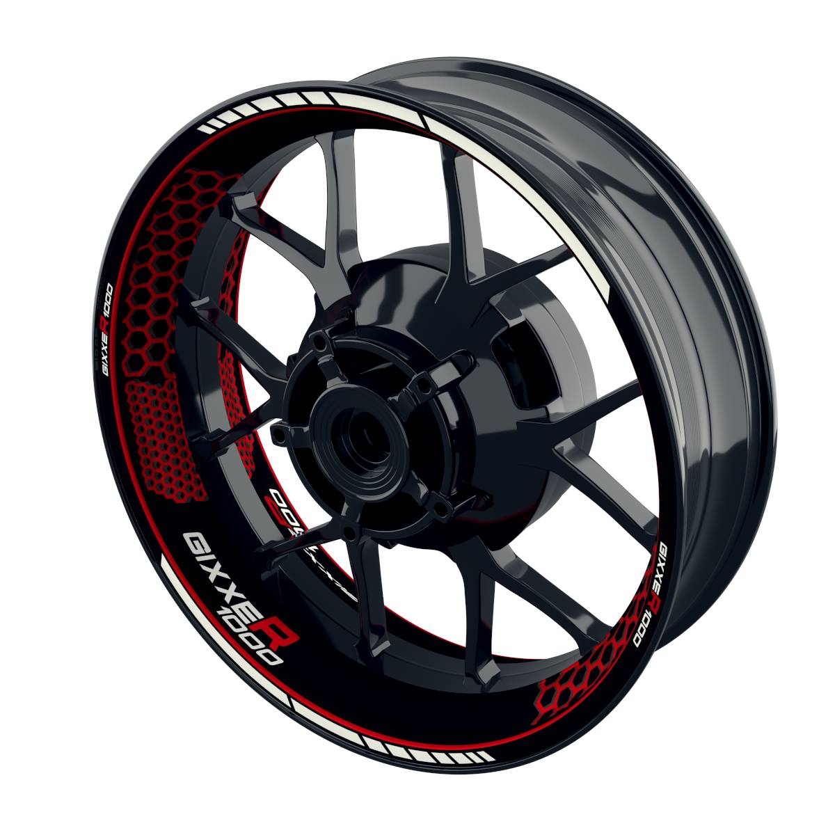 Suzuki GSXR 1000 Felgenaufkleber Gixxer 1000 Hexagon Wheelsticker Premium rot