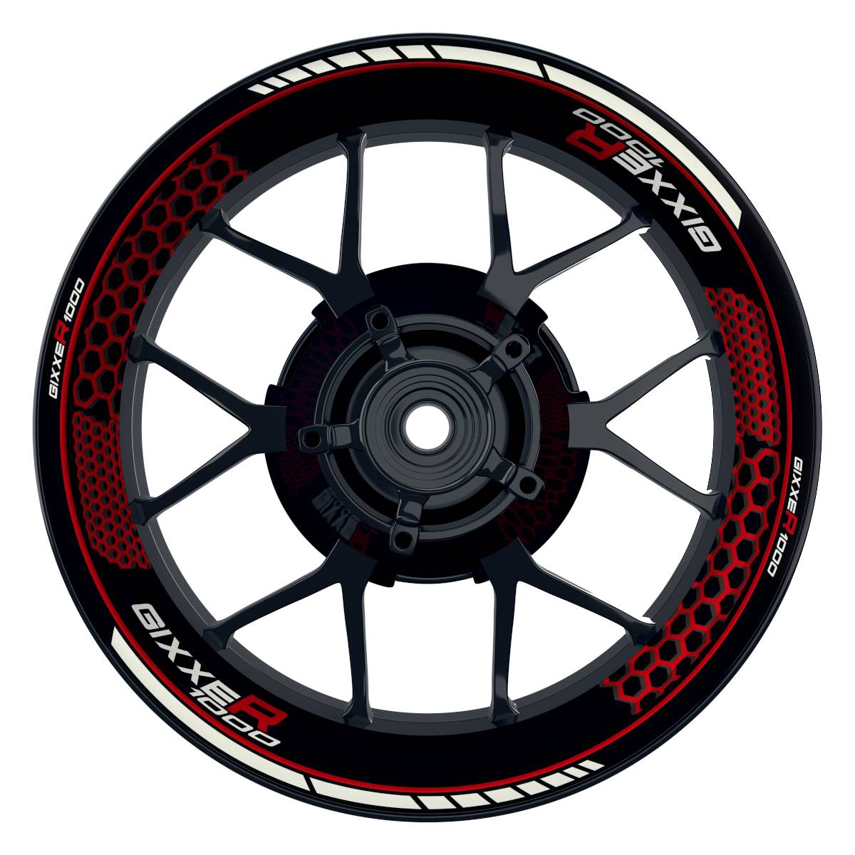 Suzuki GSXR 1000 Felgenaufkleber Gixxer 1000 Hexagon Wheelsticker Premium rot