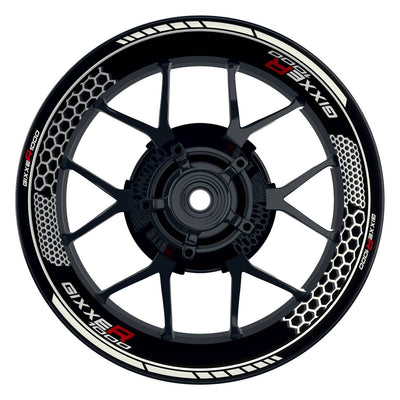 Suzuki GSXR 1000 Felgenaufkleber Gixxer 1000 Hexagon Wheelsticker Premium weiss