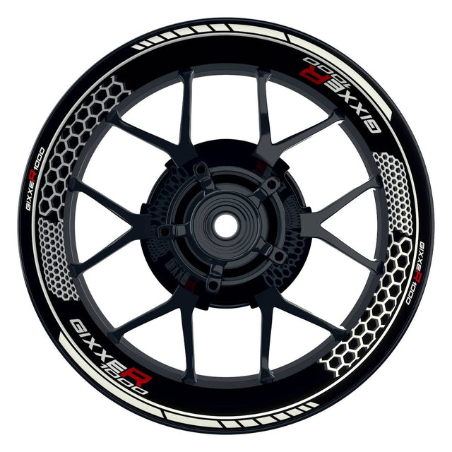 Suzuki GSXR 1000 Felgenaufkleber Gixxer 1000 Hexagon Wheelsticker Premium weiss