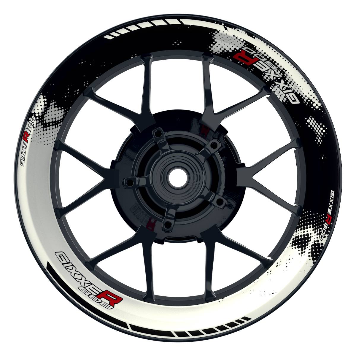 Suzuki GSXR 600 Felgenaufkleber GIXXER 600 DOTS Wheelsticker Premium weiss