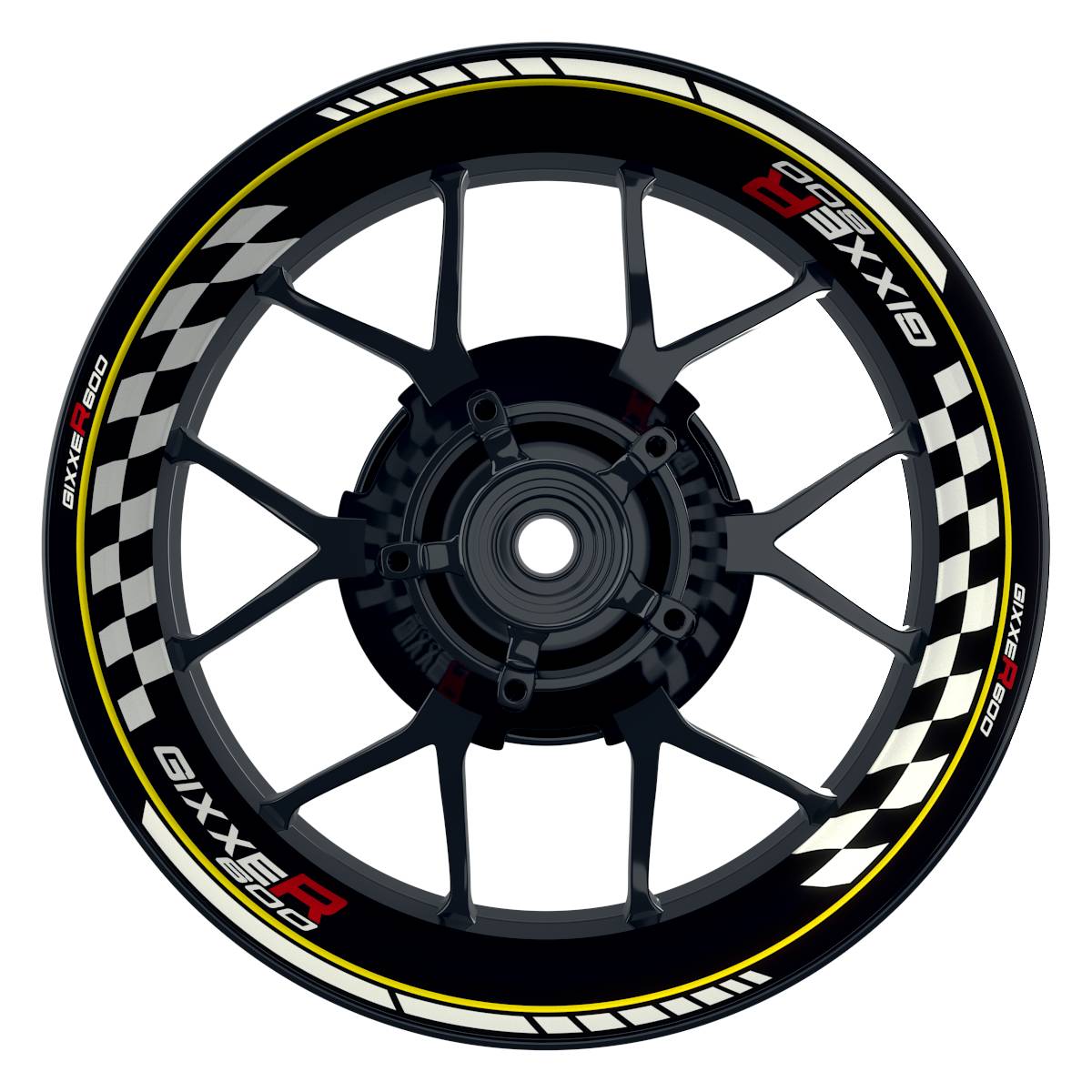 Suzuki GSXR 600 Felgenaufkleber GIXXER 600 Grid Wheelsticker Premium gelb