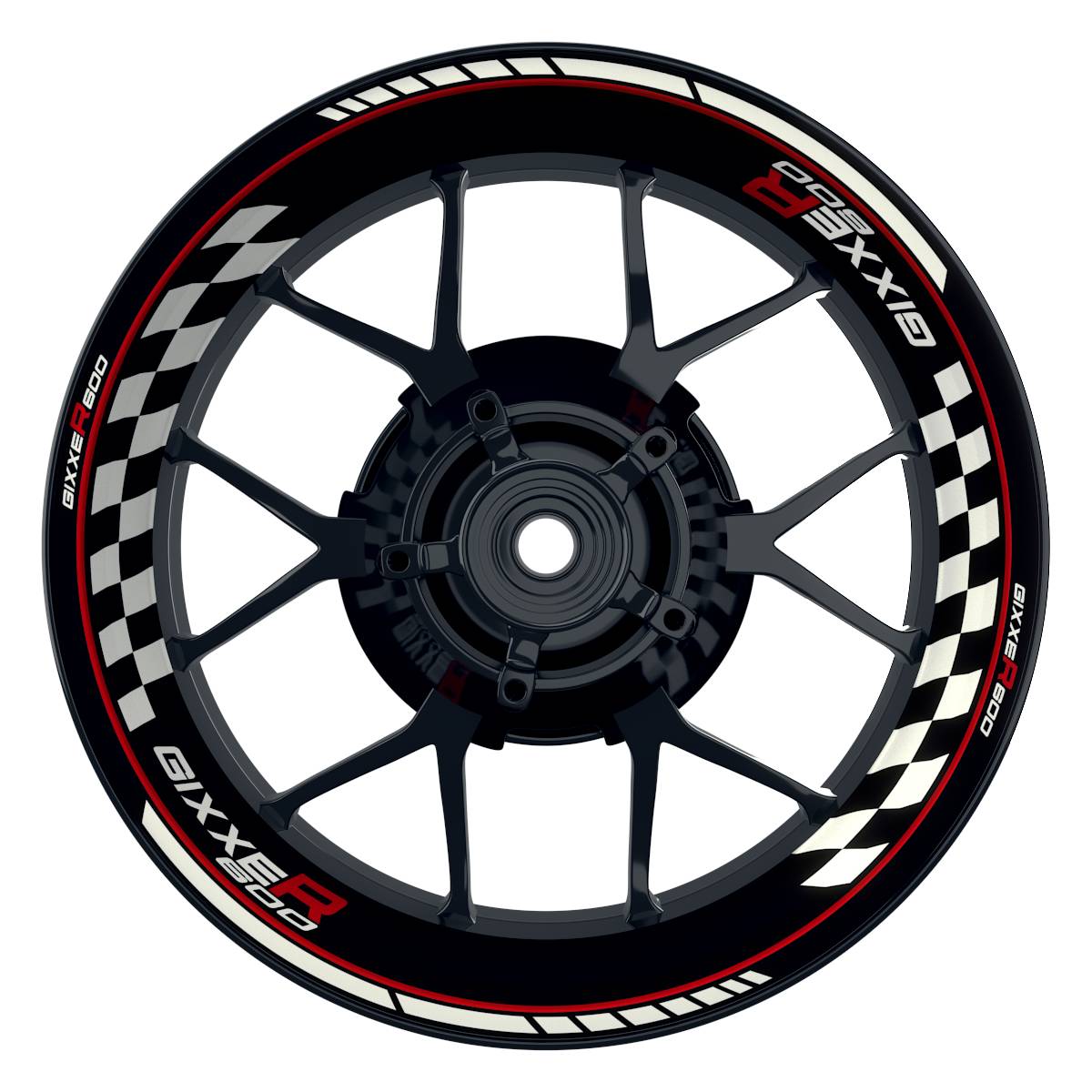 Suzuki GSXR 600 Felgenaufkleber GIXXER 600 Grid Wheelsticker Premium rot