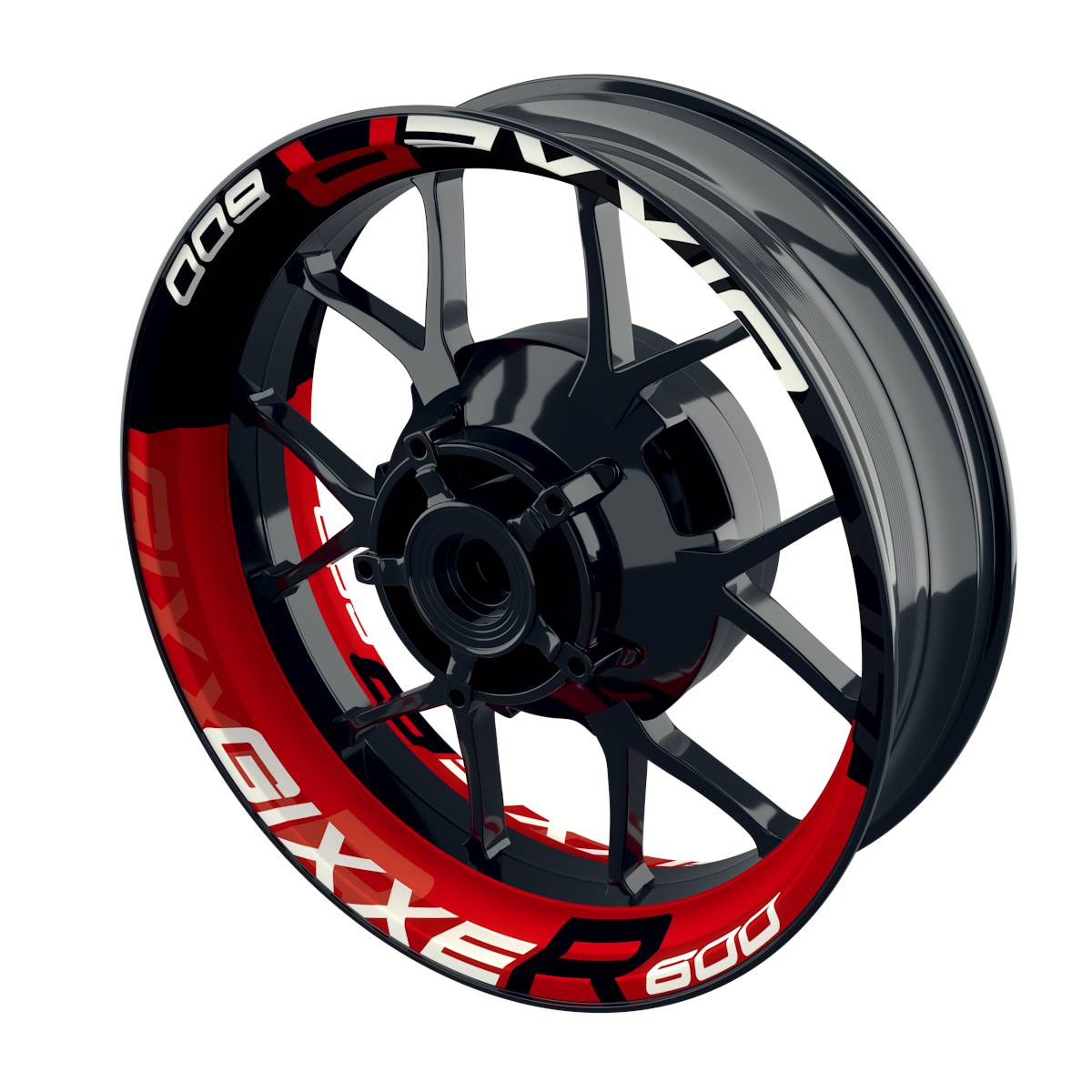 Suzuki GSXR 600 Felgenaufkleber GIXXER 600 halb halb V2 Wheelsticker Premium rot