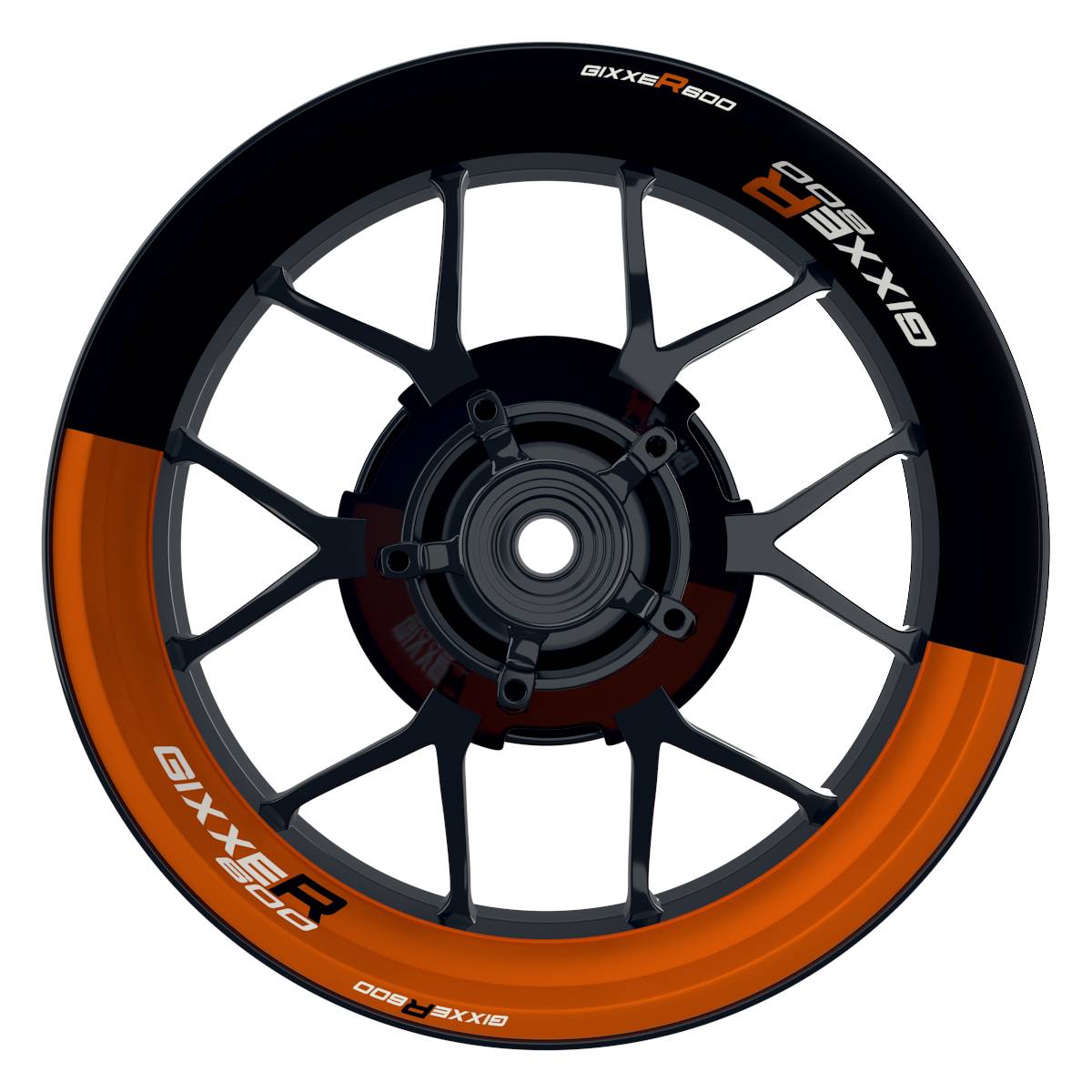 Suzuki GSXR 600 Felgenaufkleber GIXXER 600 halb halb Wheelsticker Premium orange