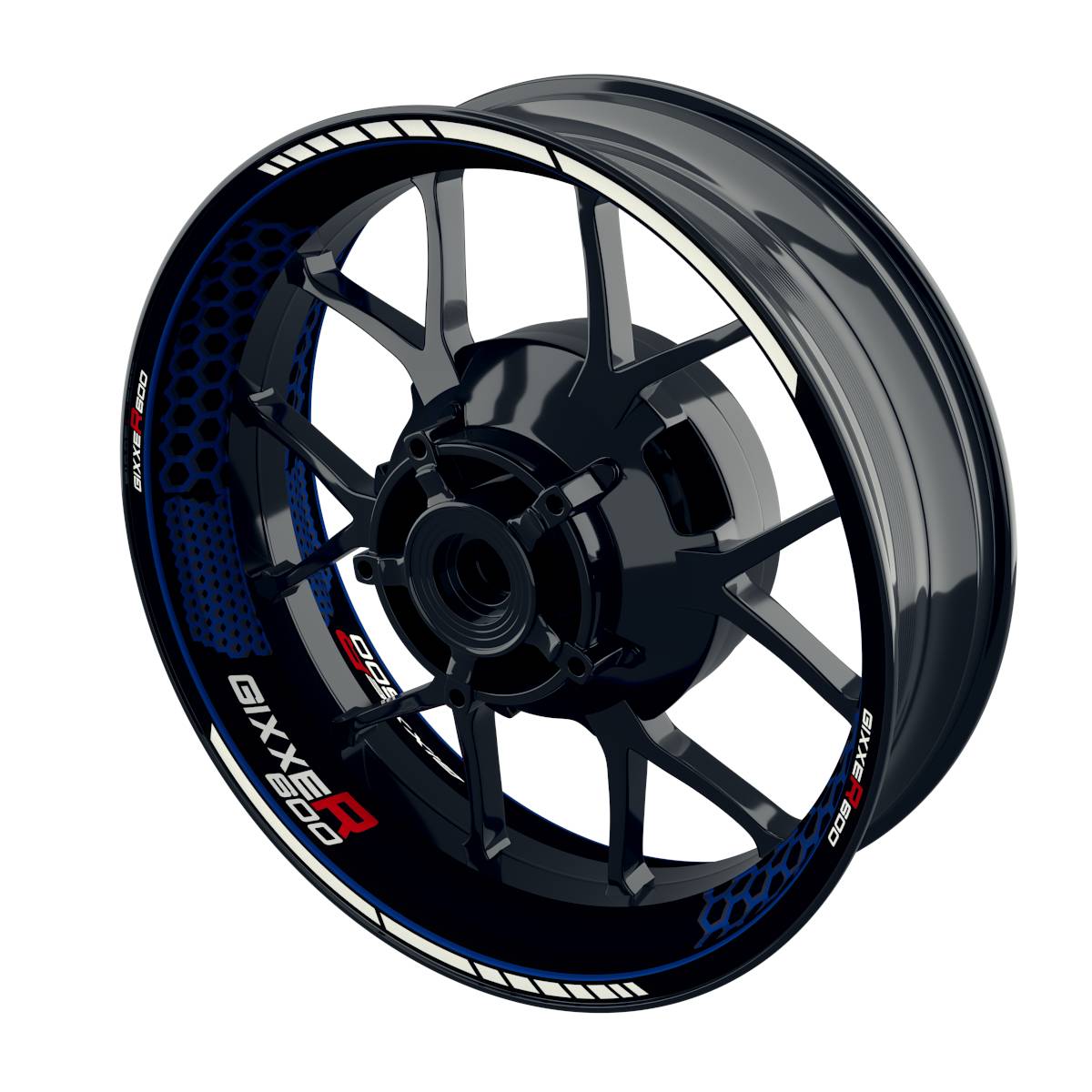 Suzuki GSXR 600 Felgenaufkleber GIXXER 600 Hexagon Wheelsticker Premium blau