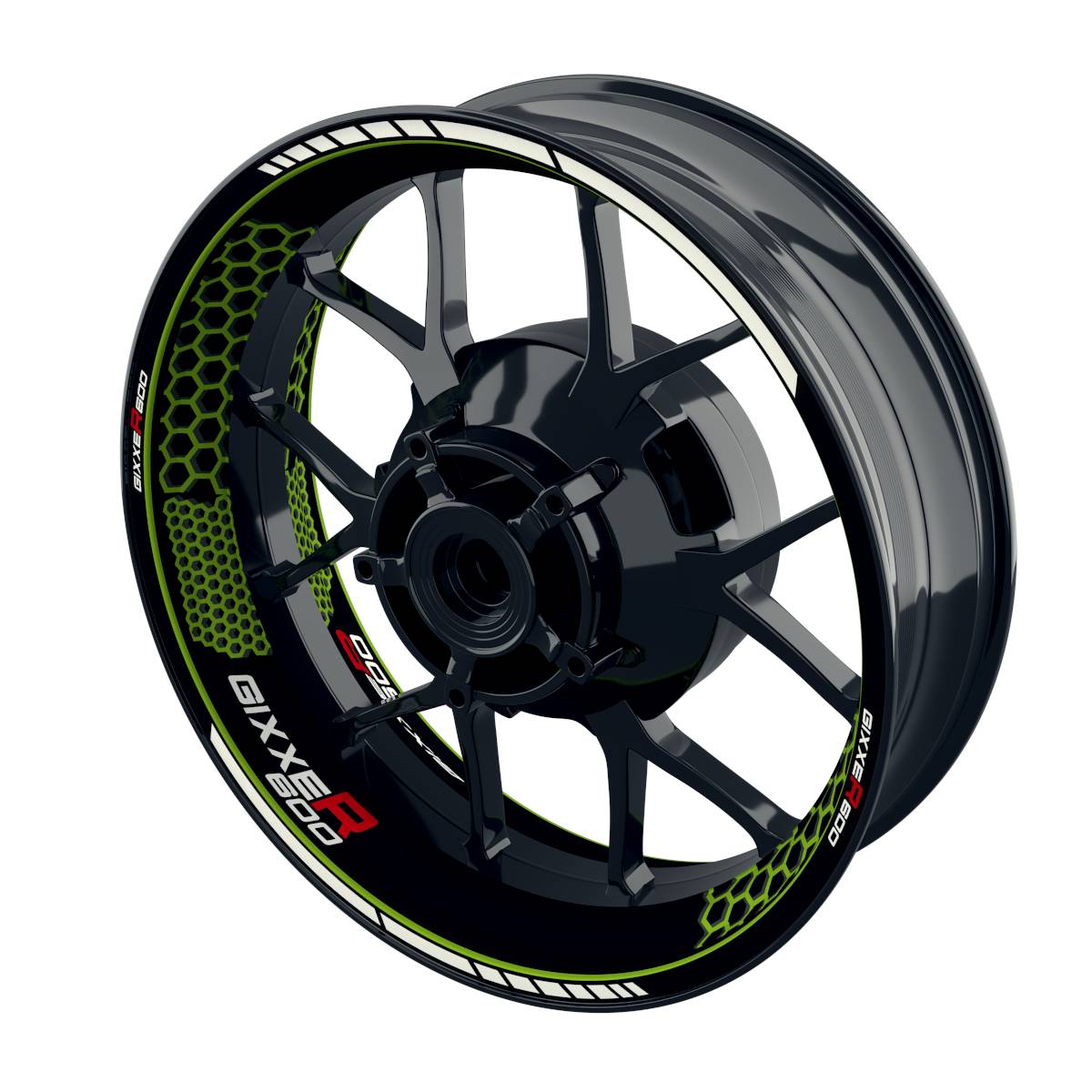 Suzuki GSXR 600 Felgenaufkleber GIXXER 600 Hexagon Wheelsticker Premium grün