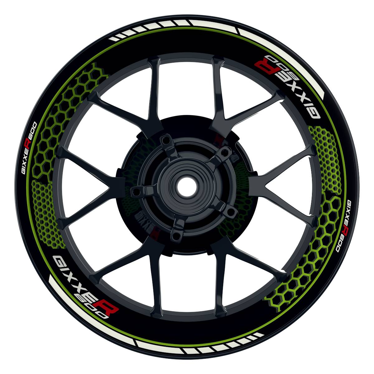 Suzuki GSXR 600 Felgenaufkleber GIXXER 600 Hexagon Wheelsticker Premium grün