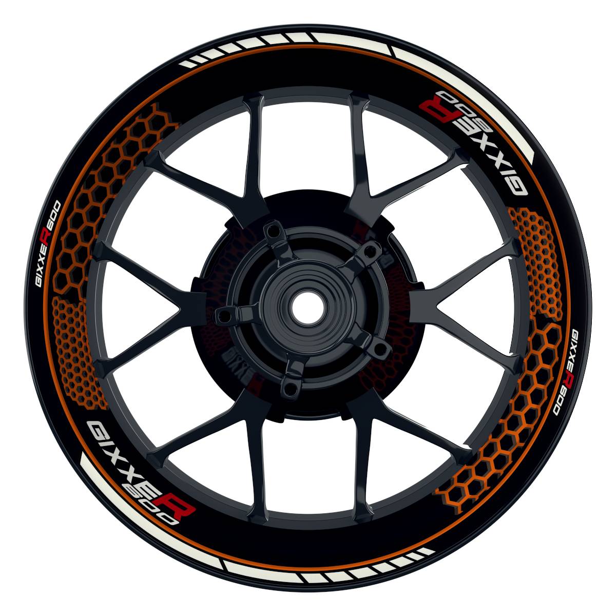 Suzuki GSXR 600 Felgenaufkleber GIXXER 600 Hexagon Wheelsticker Premium orange