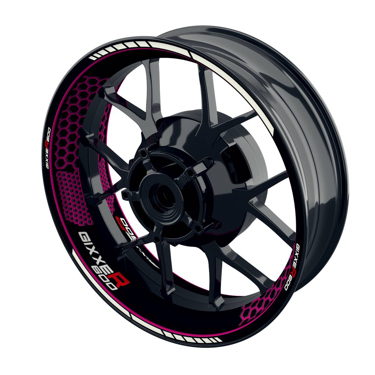 Suzuki GSXR 600 Felgenaufkleber GIXXER 600 Hexagon Wheelsticker Premium pink