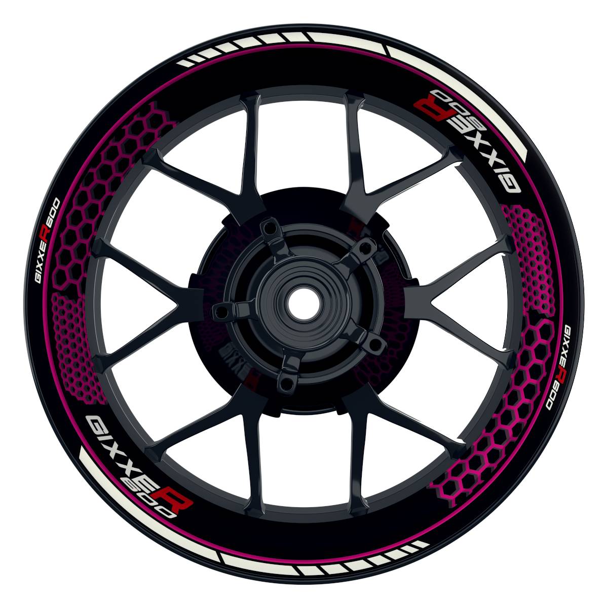Suzuki GSXR 600 Felgenaufkleber GIXXER 600 Hexagon Wheelsticker Premium pink