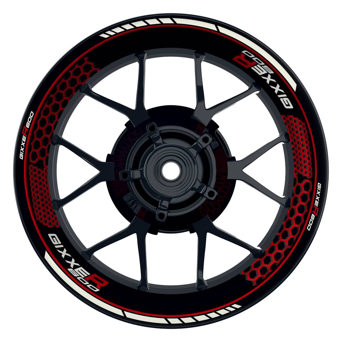 Suzuki GSXR 600 Felgenaufkleber GIXXER 600 Hexagon Wheelsticker Premium rot