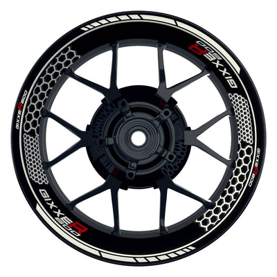 Suzuki GSXR 600 Felgenaufkleber GIXXER 600 Hexagon Wheelsticker Premium weiss