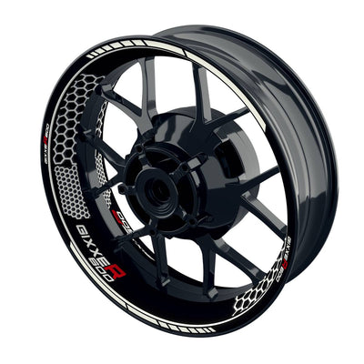 Suzuki GSXR 600 Felgenaufkleber GIXXER 600 Hexagon Wheelsticker Premium weiss