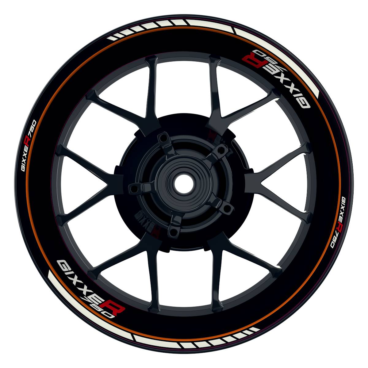 Suzuki GSXR 750 Felgenaufkleber GIXXER 750 Clean Wheelsticker Premium orange
