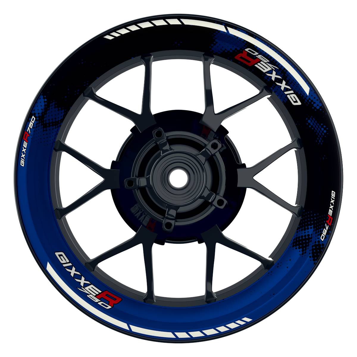 Suzuki GSXR 750 Felgenaufkleber GIXXER 750 DOTS Wheelsticker Premium blau